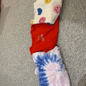 Smiley Print, Red Tee & Pink-Blue Tie-Dye Tops - Trio
